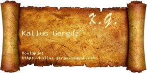 Kallus Gergő névjegykártya